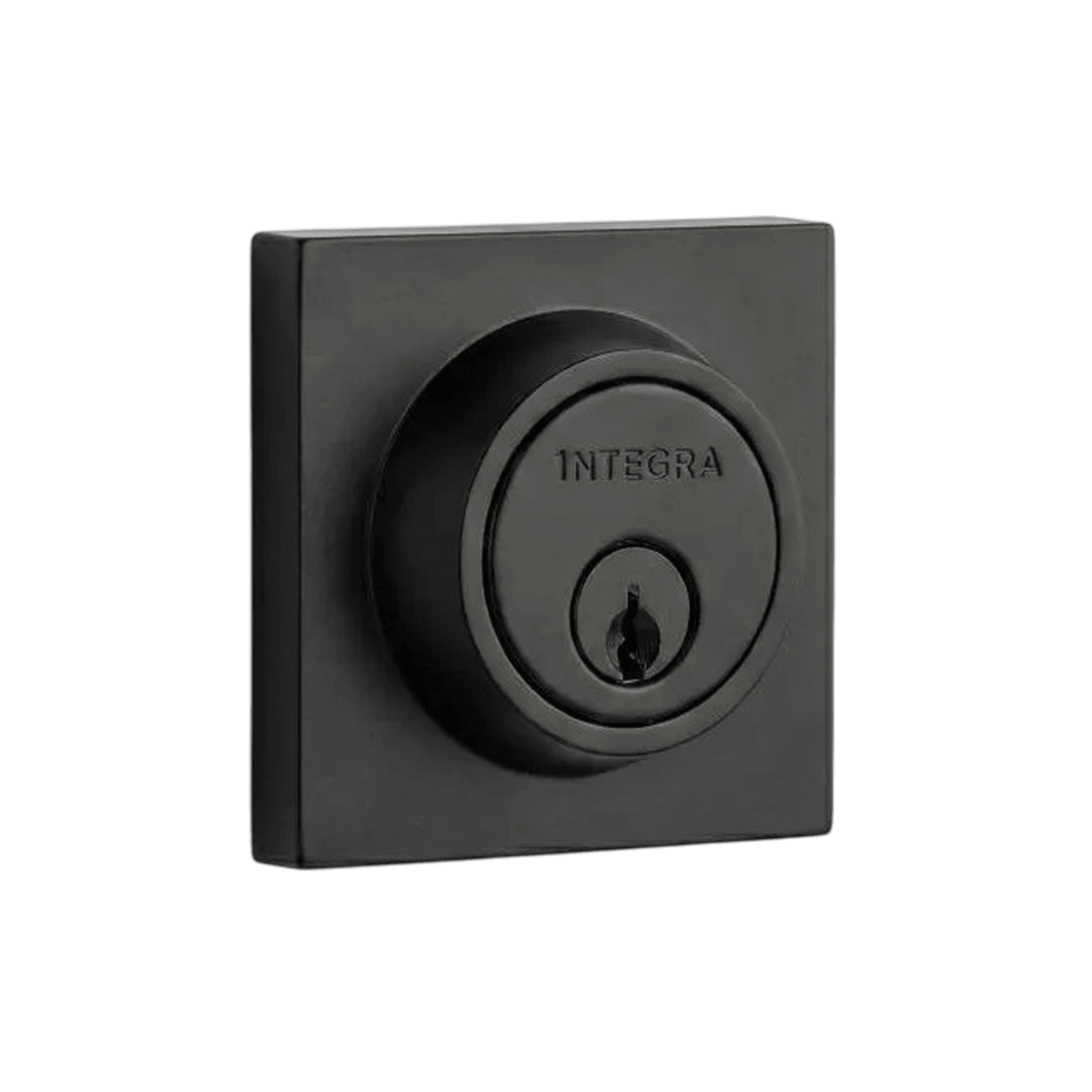 Square single cylinder deadbolt in matte black