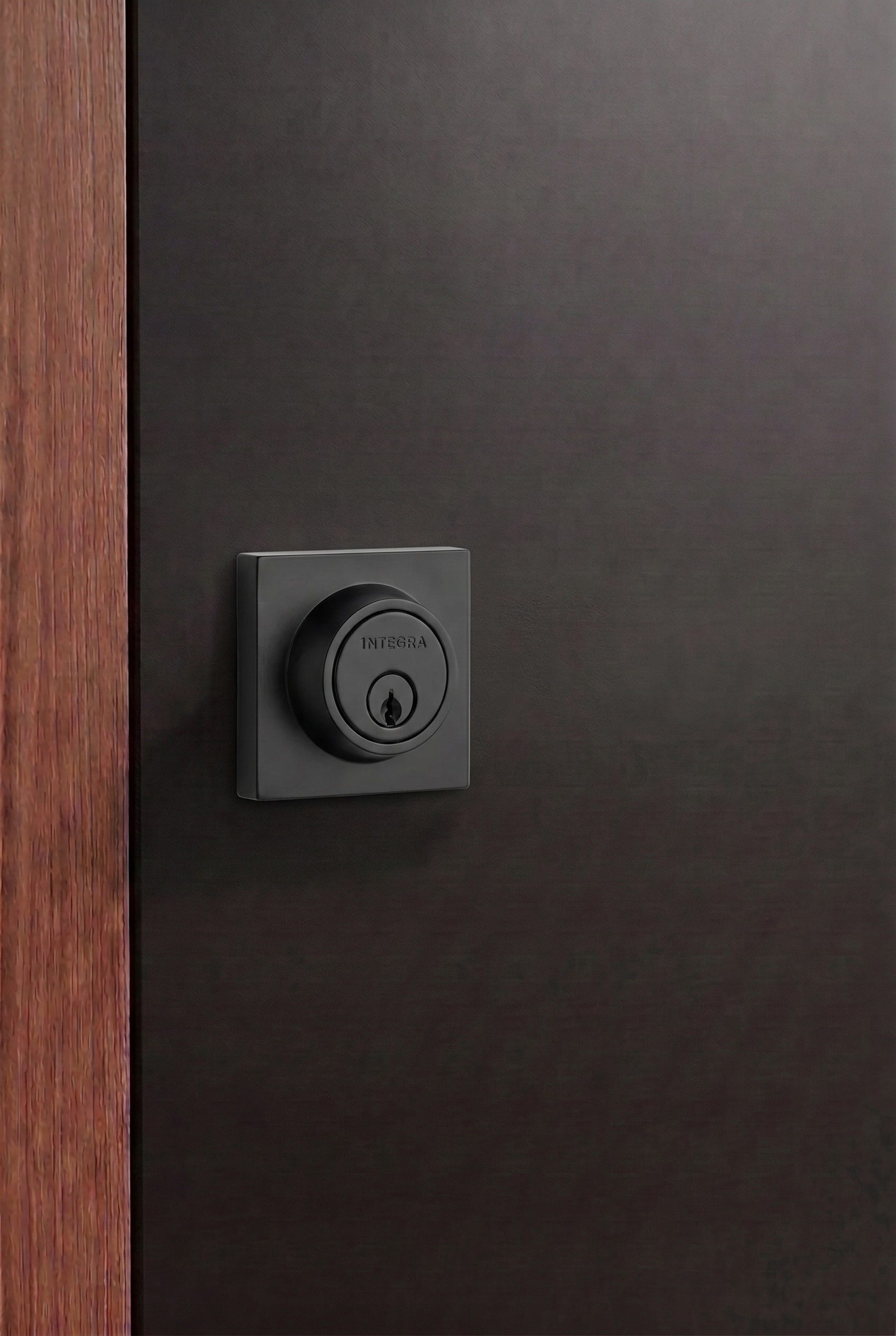 Square single cylinder deadbolt in matte black